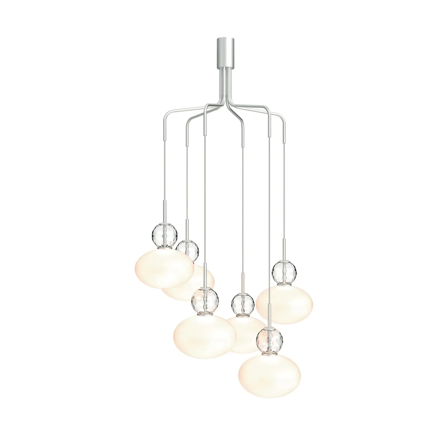 Rizzatto Cluster 6 Ceiling Light - Satin Silver