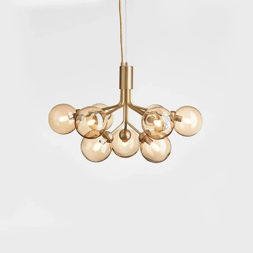 Small Chandelier with Glass Globes - Brass