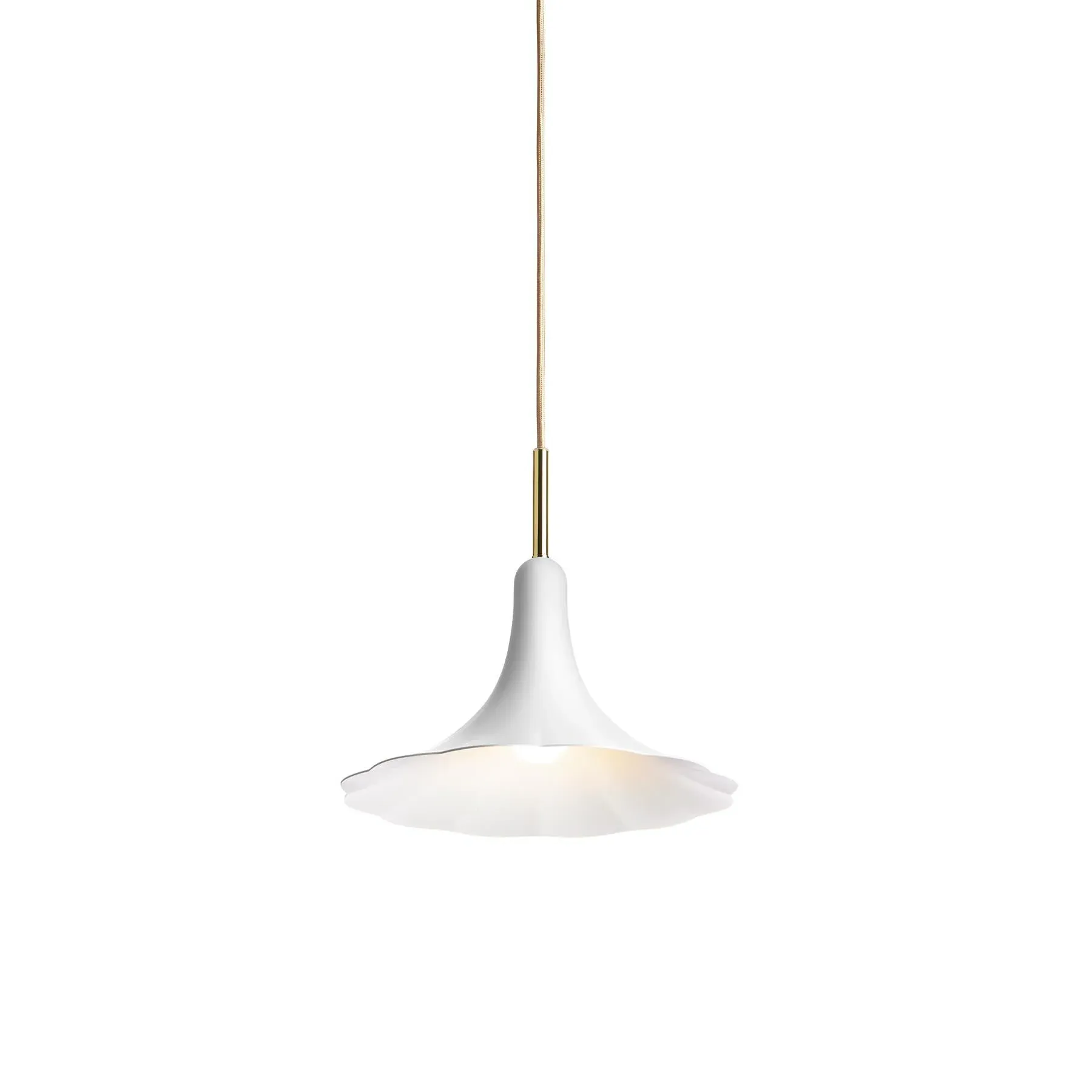 Small Pendant Light with Floral Shade - Brass image