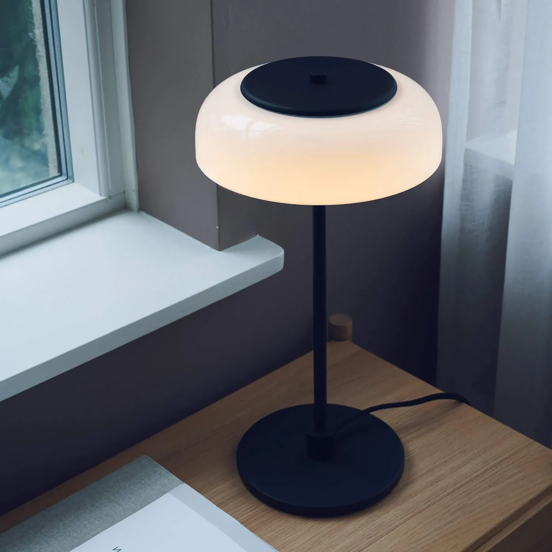 Small Table Lamp with LED - Gold, Glass