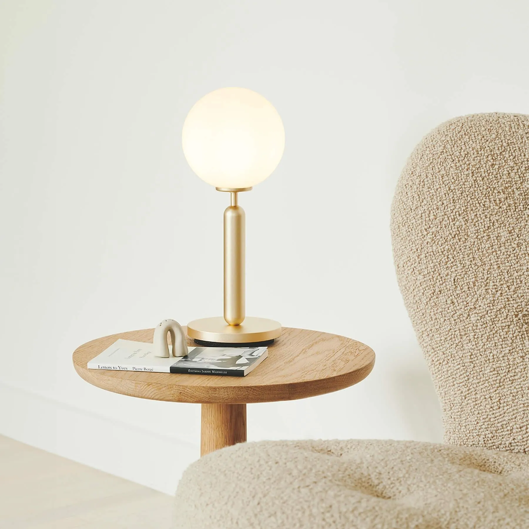 Table Lamp with Glass Globe - Grey, Metal