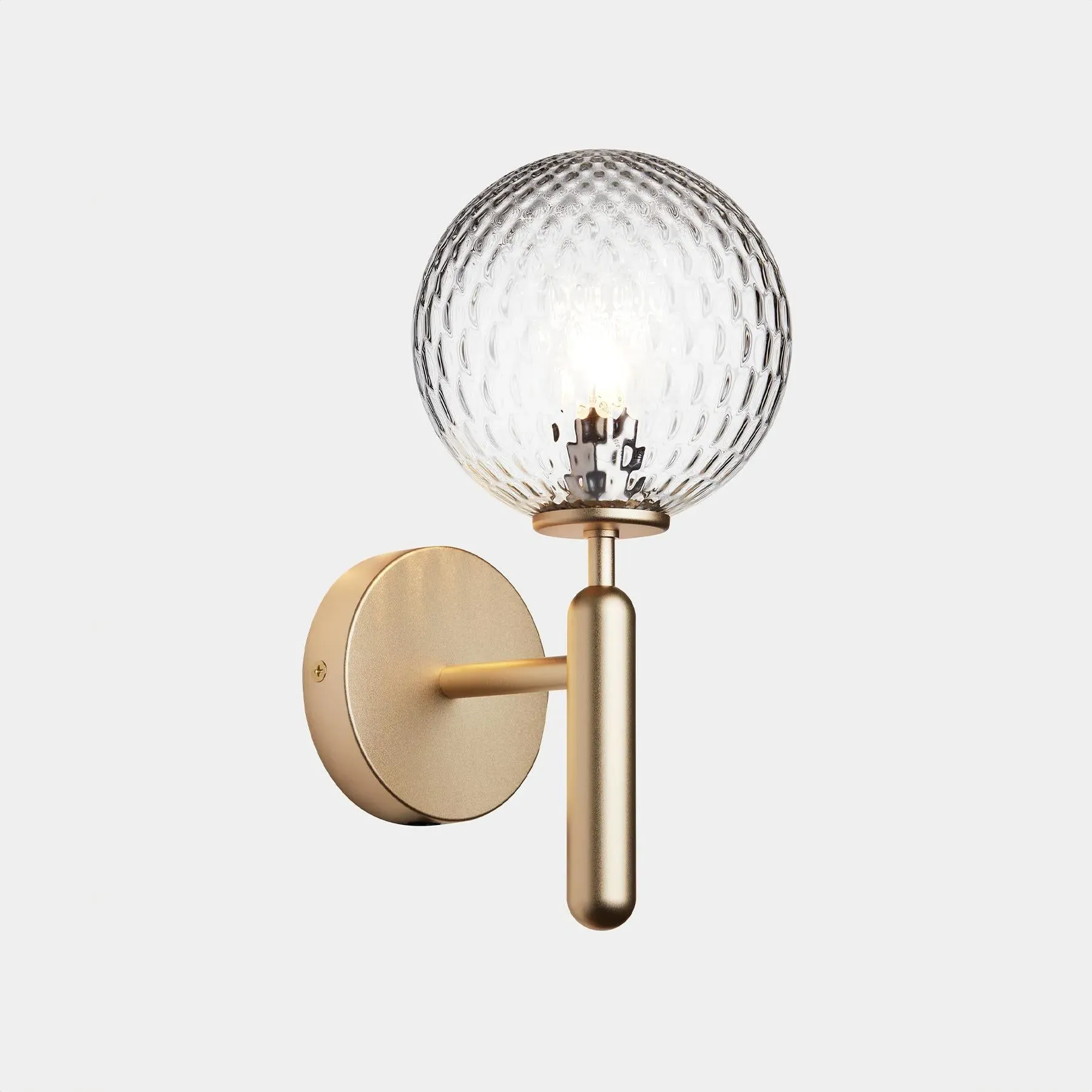 Wall Light with Glass Globe - Brass, Clear Glass image