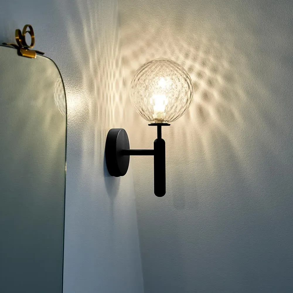 Wall Light with Glass Globe - Grey, Metal