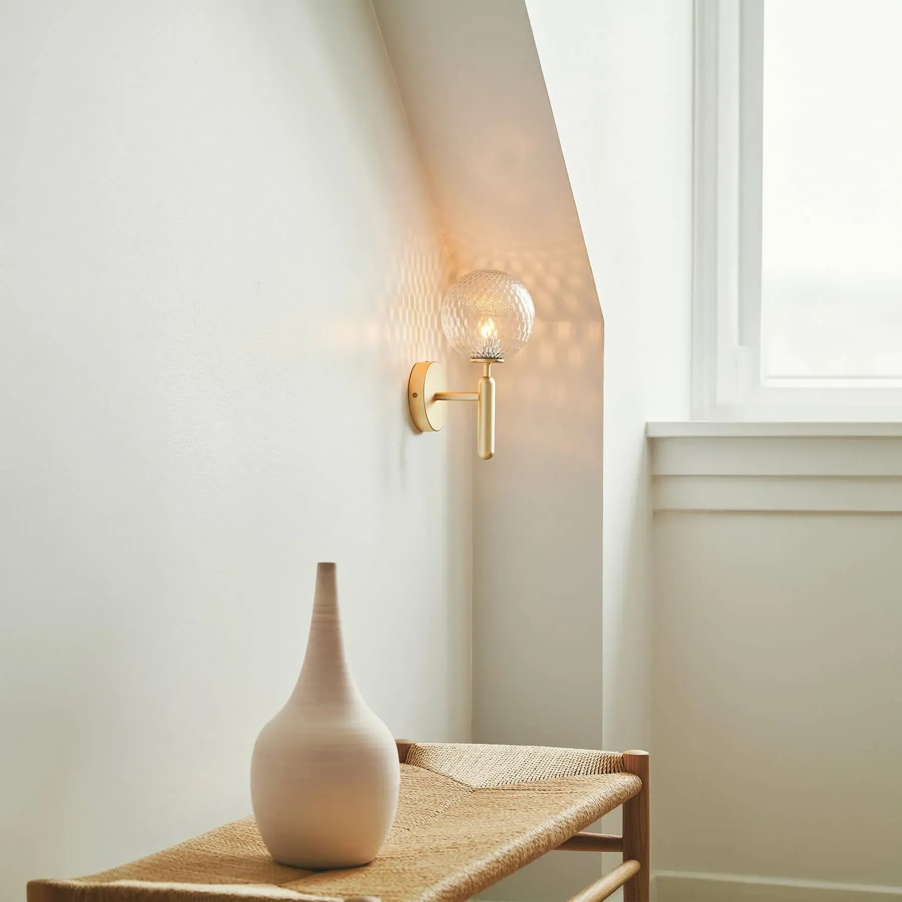 Wall Light with Glass Globe - Grey, Metal