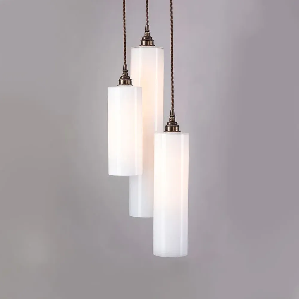 3-Light Pendant Cluster 3m - Brass, Opal Glass