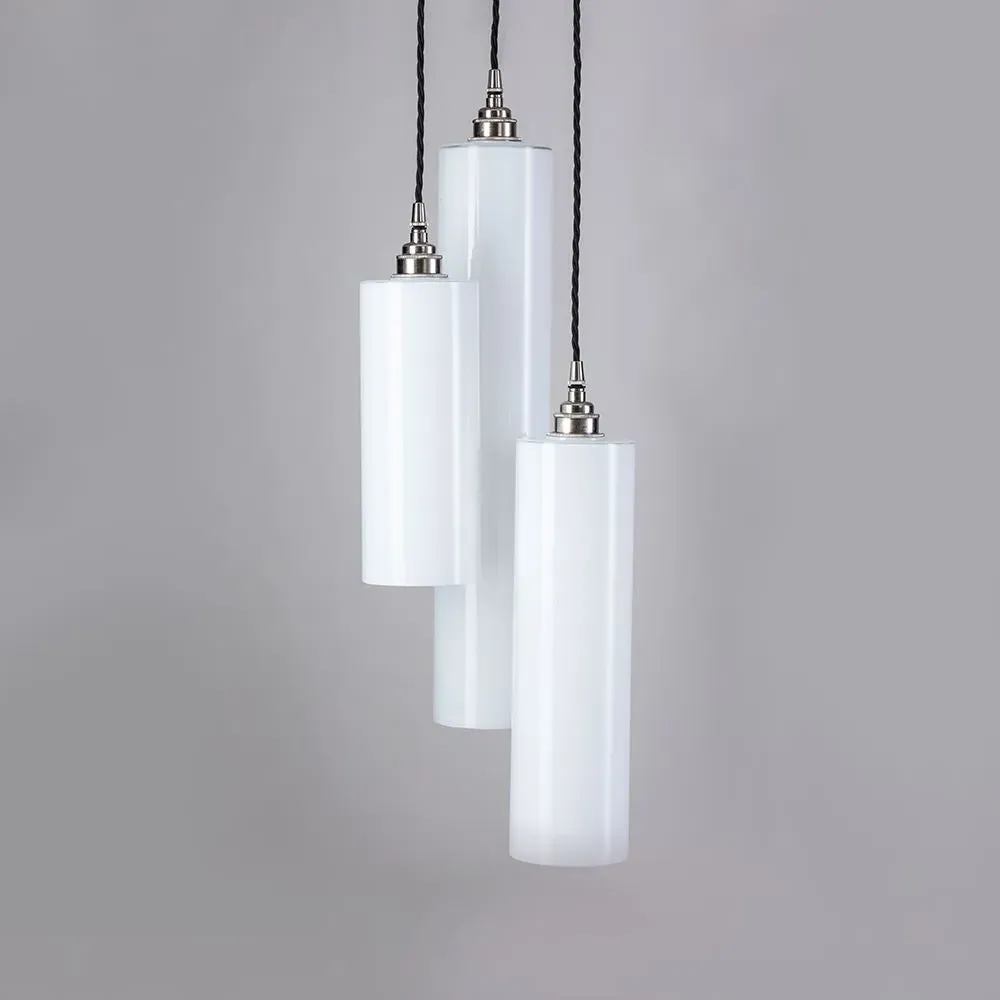 3-Light Pendant Cluster - Black, Opal Glass