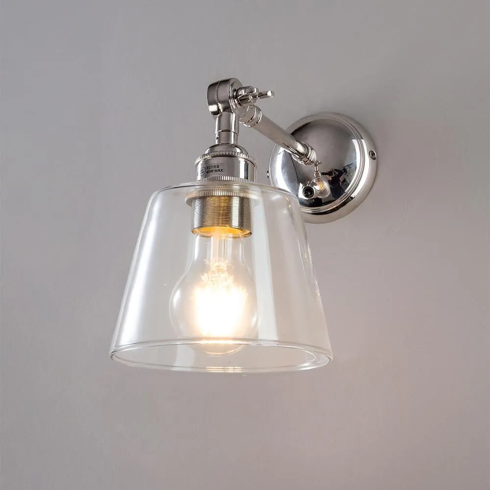 Adjustable Arm Wall Light - Polished Nickel, Glass