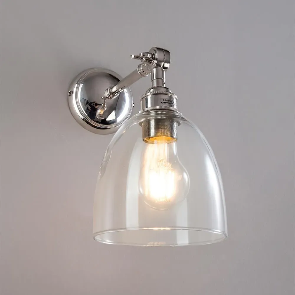 Adjustable Arm Wall Light - Polished Nickel, Glass