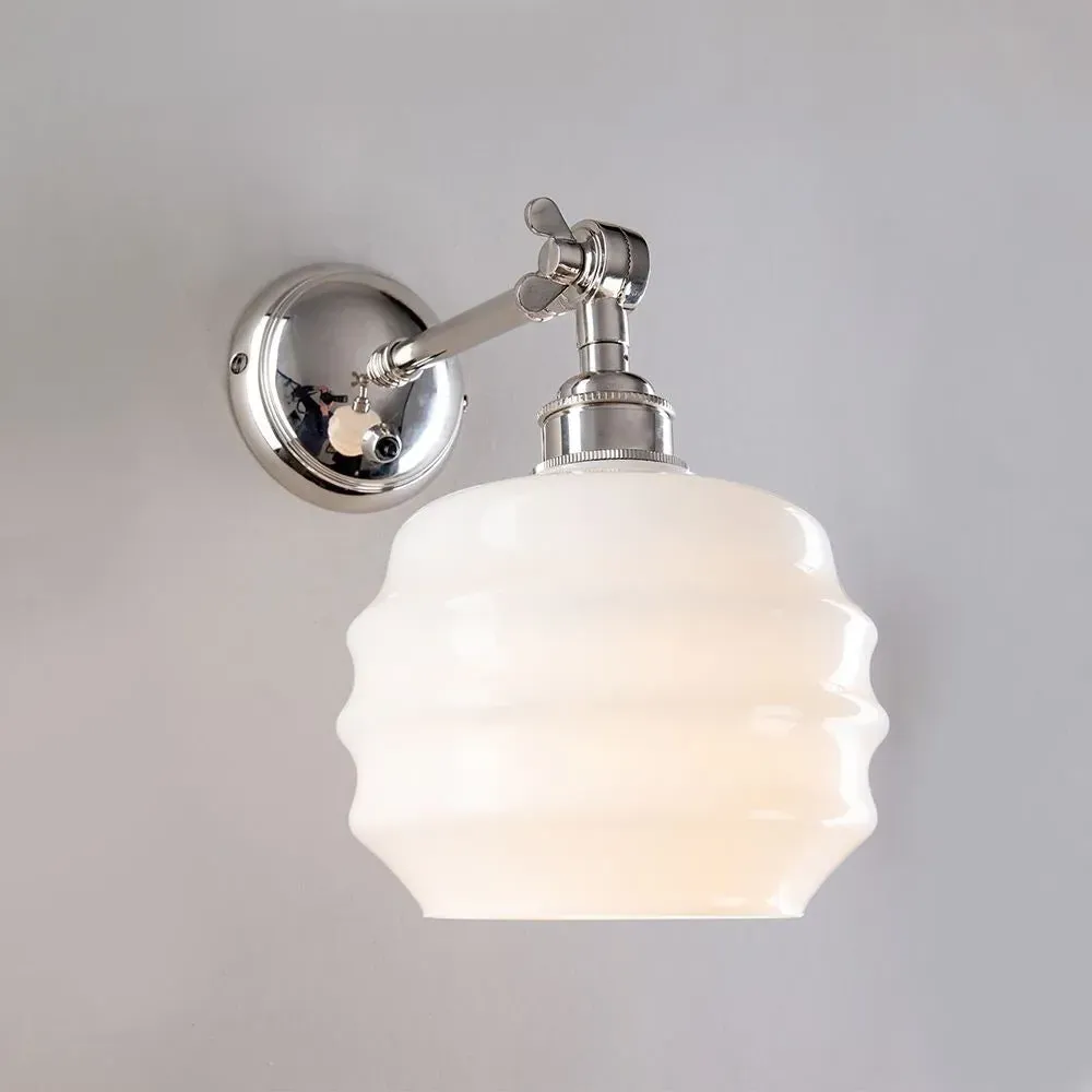 Adjustable Wall Light with Opal Shade - Chrome