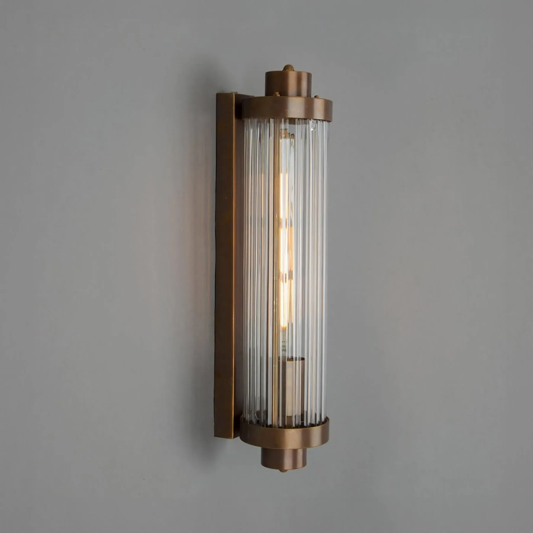 Art Deco Wall Light with Rippled Glass - Silver