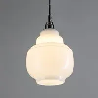 Barrel Pendant Light - Black, Opal Glass