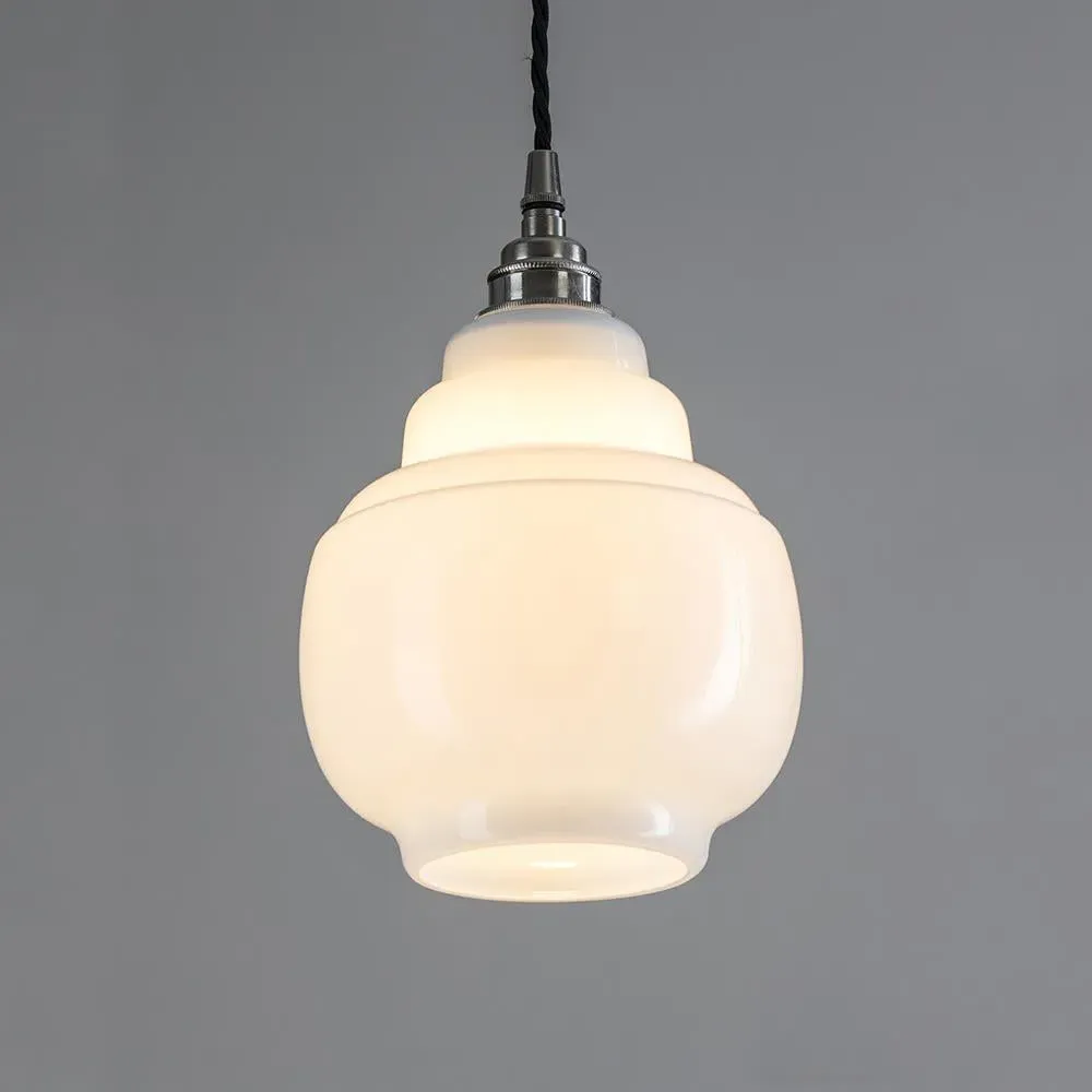 Barrel Pendant Light - Brass, Opal Glass