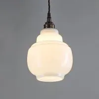 Barrel Pendant Light - Brass, Opal Glass