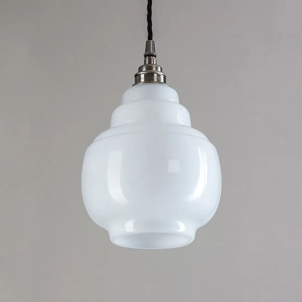 Barrel Pendant Light - White, Opal Glass