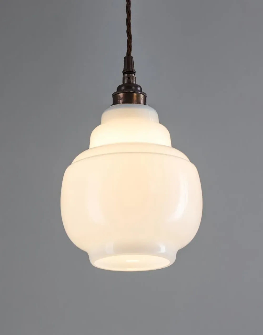 Barrel Pendant Light - White, Opal Glass
