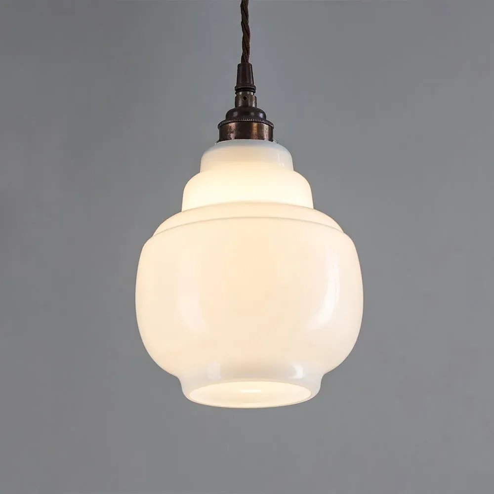 Barrel Pendant Light - White, Opal Glass