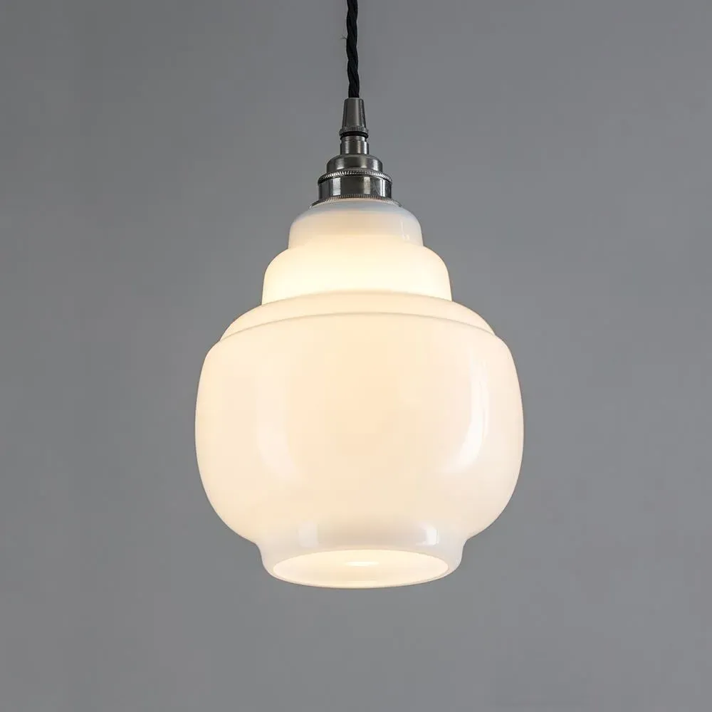 Barrel Pendant Light - White, Opal Glass image