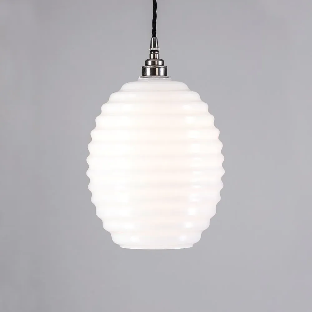 Beehive Pendant Light 1m Cord - Brass, Opal Glass