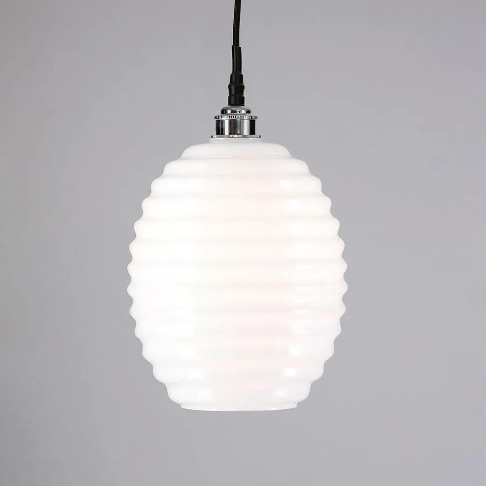 Beehive Pendant Light IP44 - Brass, Opal Glass