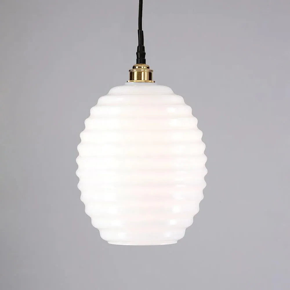 Beehive Pendant Light IP44 - Brass, Opal Glass image
