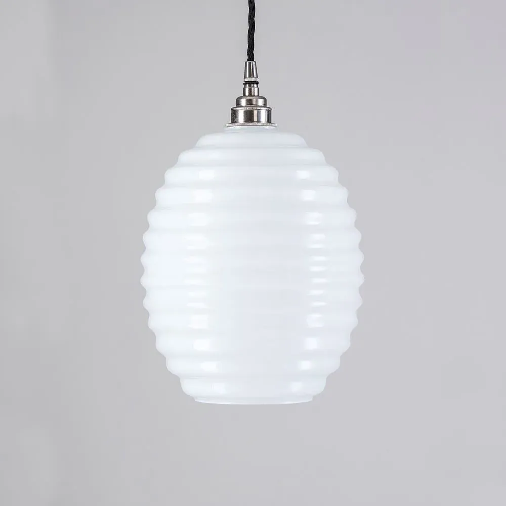Beehive Pendant Light - Nickel, Opal Glass