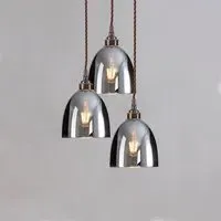 Bell Shade Pendant Cluster - Smoked, Blown Glass