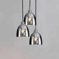Bell Shade Pendant Cluster - Smoked, Blown Glass