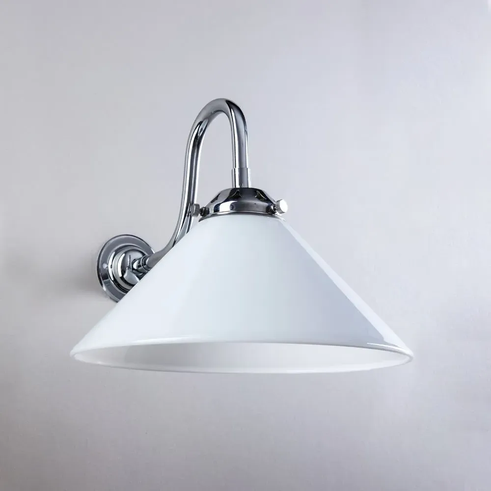 Conical Wall Light with Swan Neck - Antique Silver