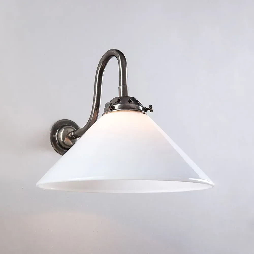 Conical Wall Light with Swan Neck - Antique Silver