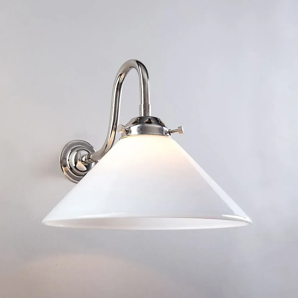 Conical Wall Light with Swan Neck - Chrome