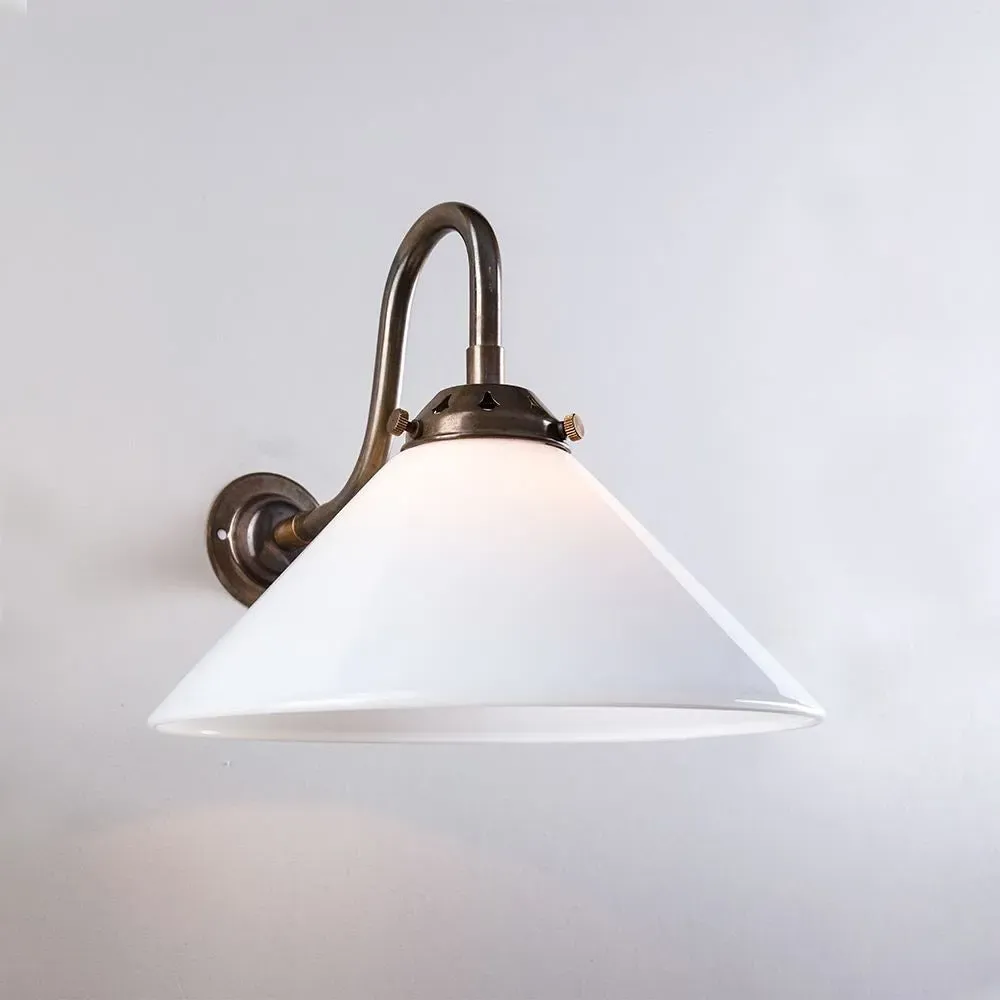 Conical Wall Light with Swan Neck - Chrome