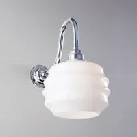 Deco Bathroom Wall Light - Polished Chrome, Opal Glass