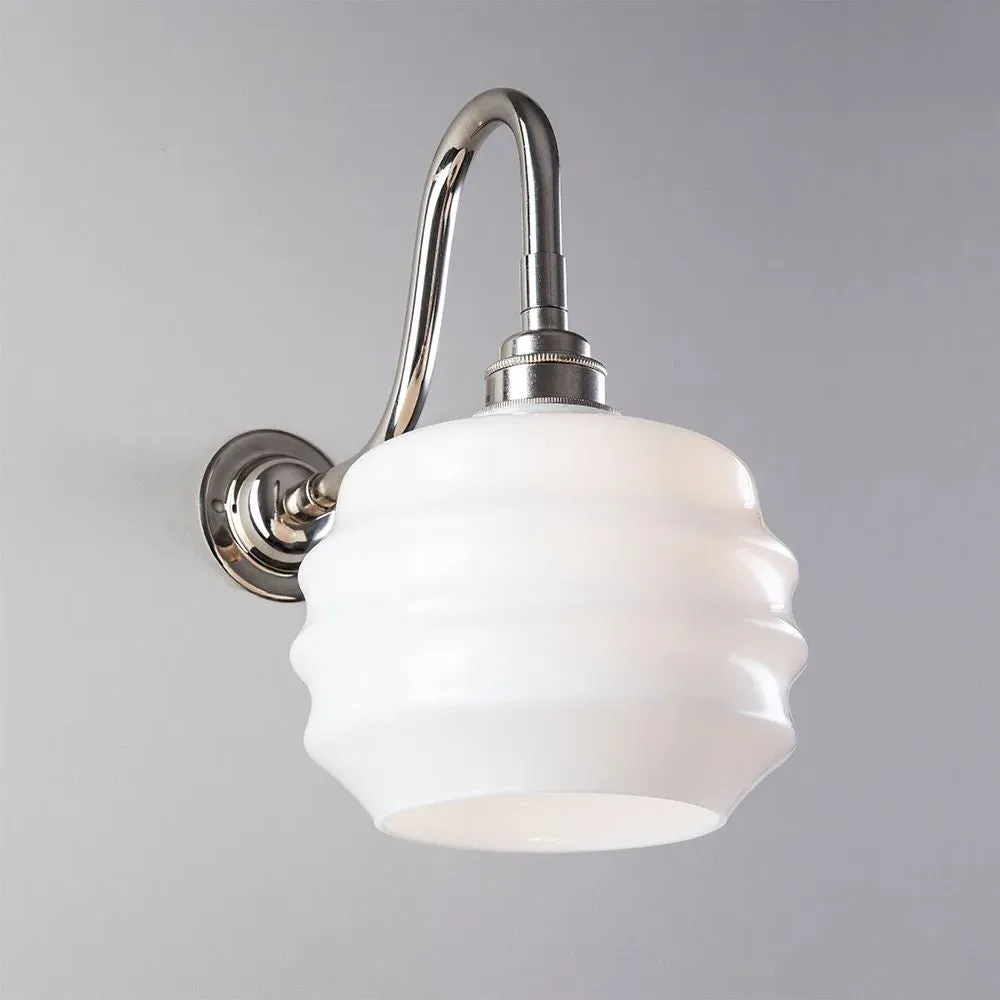 Deco Wall Light with Swan Arm - Chrome, Glass