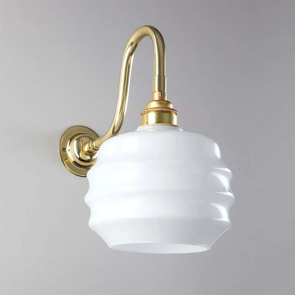 Deco Wall Light with Swan Arm - Nickel, Glass