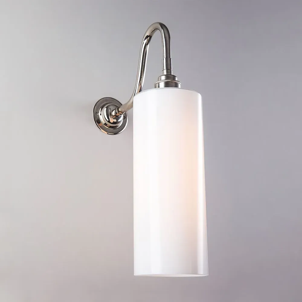 Electric Wall Light with Opal Shade - Brass