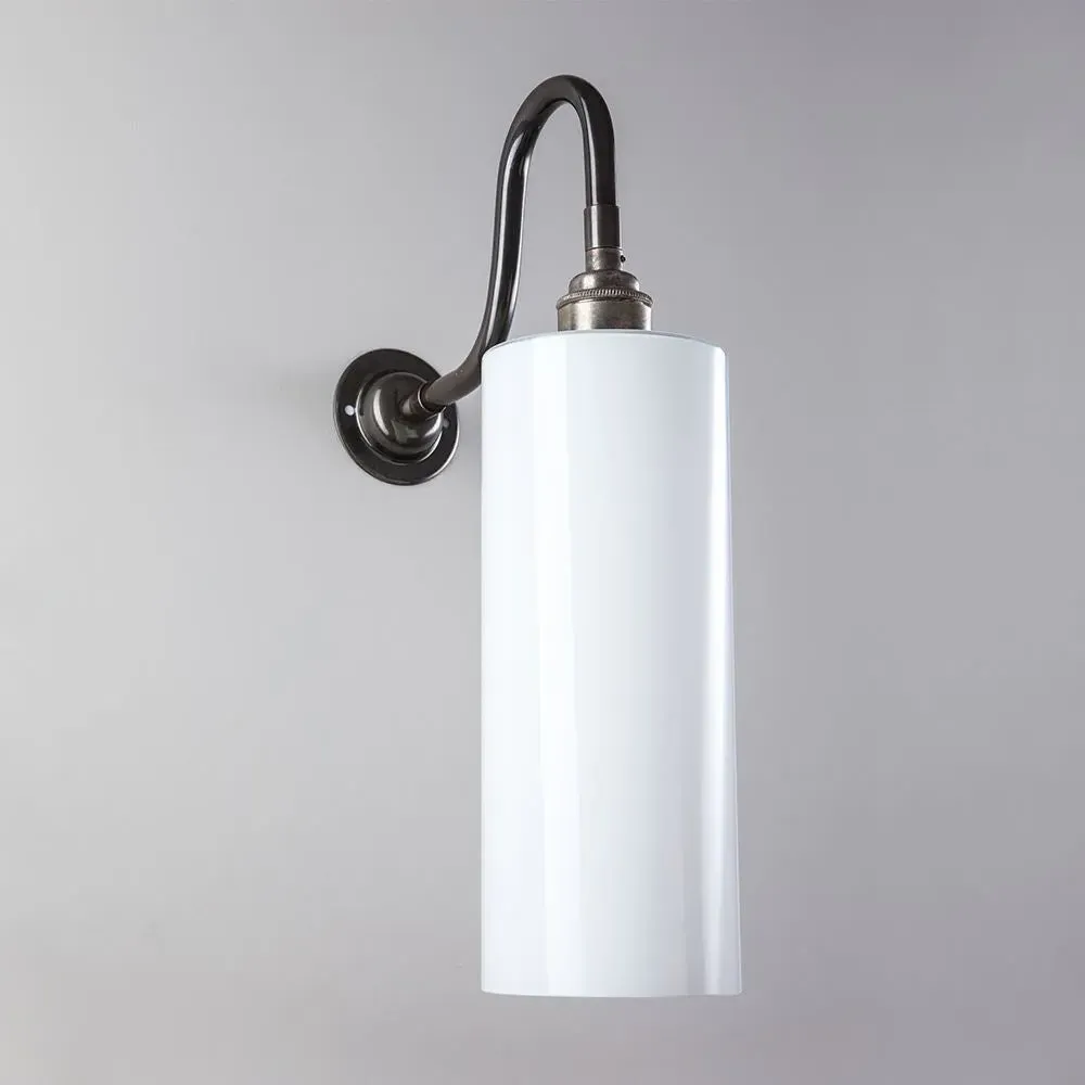 Electric Wall Light with Opal Shade - Brass