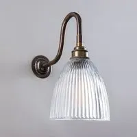 Elongated Wall Light with Swan Arm - Brass, Glass