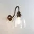 Glass Swan Arm Wall Light - Antique Brass