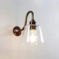 Glass Swan Arm Wall Light - Antique Brass
