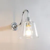 Glass Swan Arm Wall Light - Chrome