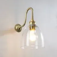 Glass Swan Arm Wall Light - Polished Brass