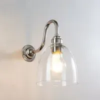 Glass Swan Arm Wall Light - Polished Nickel
