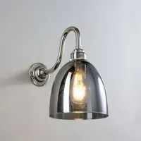 Glass Swan Arm Wall Light - Smoked