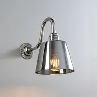 Glass Swan Arm Wall Light - Smoked