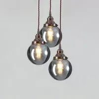 Globe Pendant Cluster Light - Smoked, Blown Glass