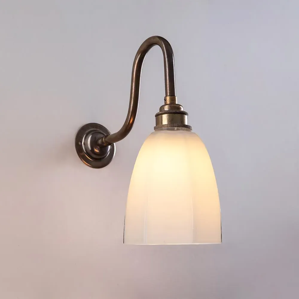 Hexagon Wall Light with Swan Neck - Antique Brass