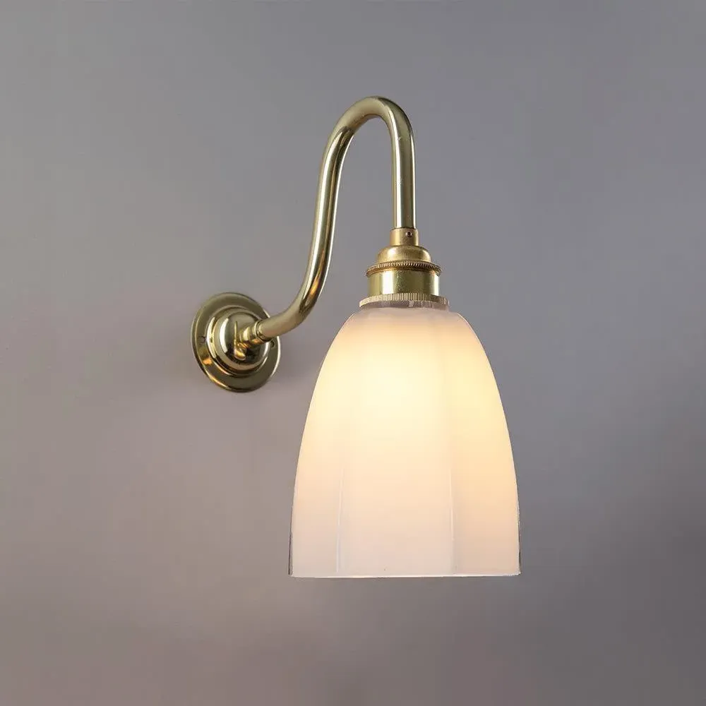 Hexagon Wall Light with Swan Neck - Antique Brass