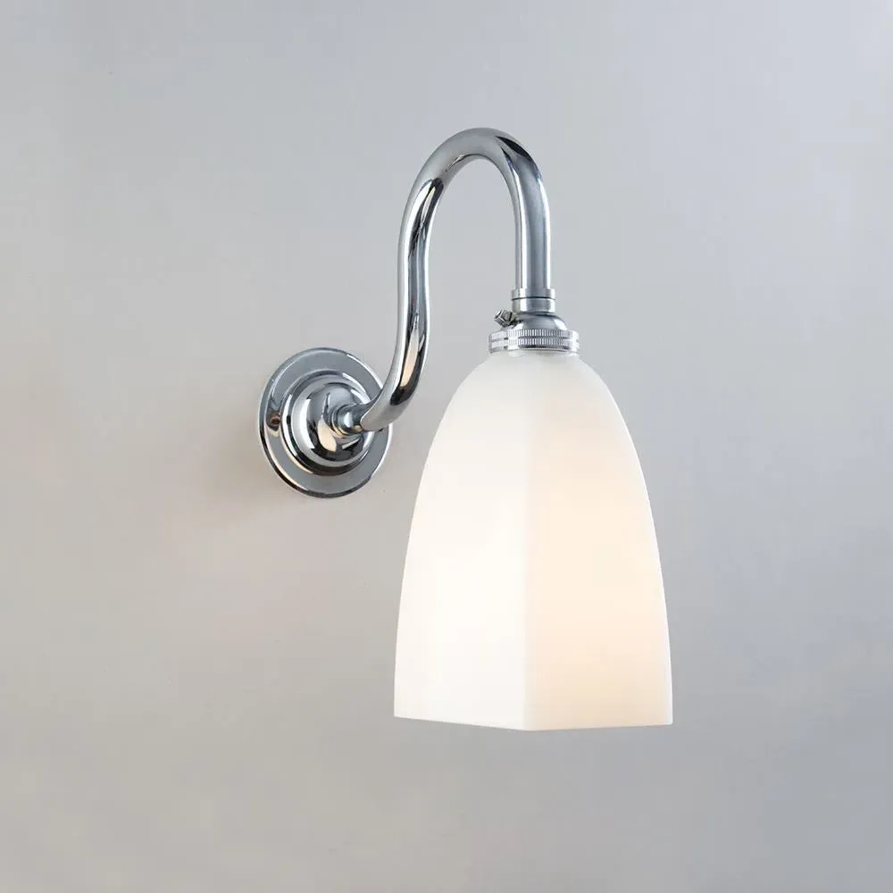 Hexagon Wall Light with Swan Neck - Polished Chrome