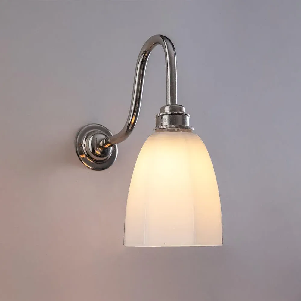 Hexagon Wall Light with Swan Neck - Polished Nickel