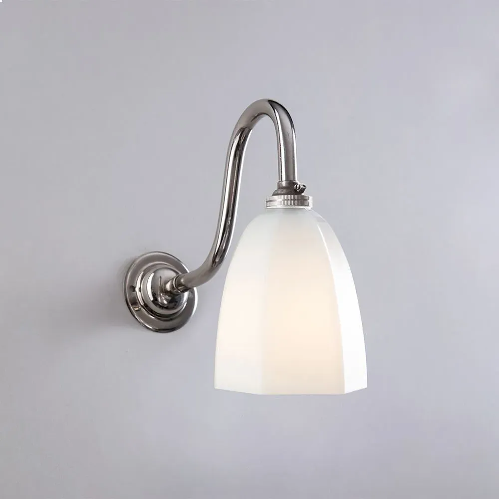 Hexagon Wall Light with Swan Neck - Polished Nickel